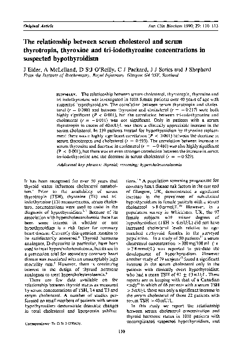 (PDF) The relationship between serum cholesterol and serum thyrotropin ...