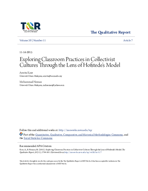 (PDF) The Qualitative Report Exploring Classroom Practices in ...