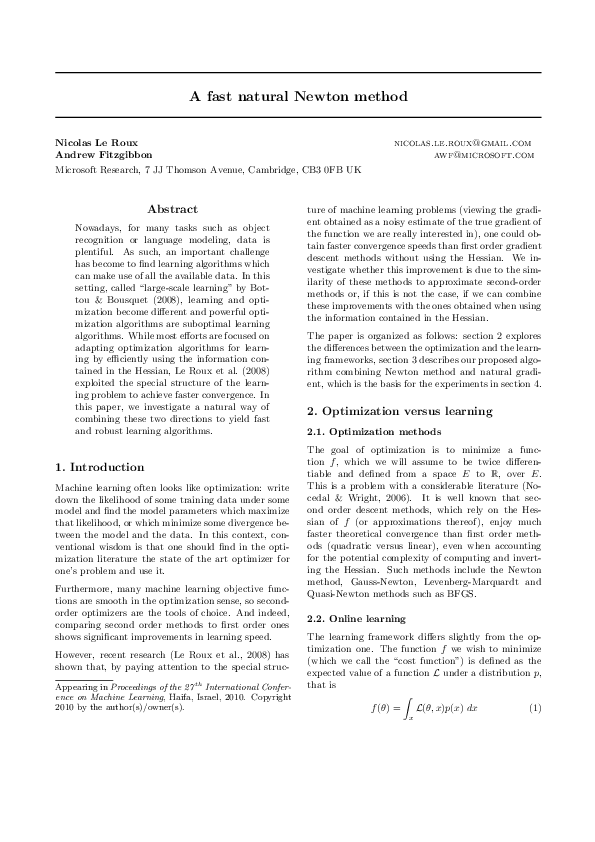 (PDF) A fast natural Newton method
