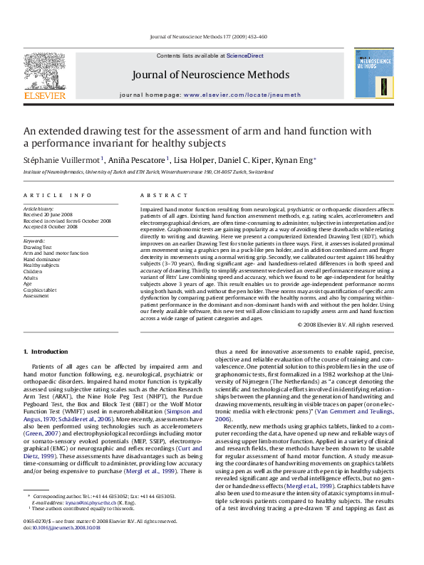(PDF) An extended drawing test for the assessment of arm and hand ...