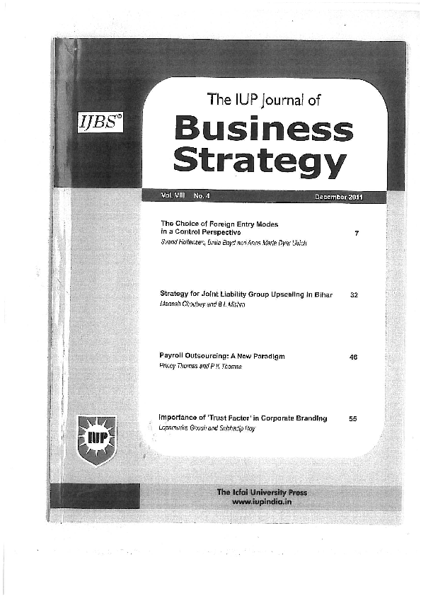 (PDF) The choice of foreign entry modes in a control perspective