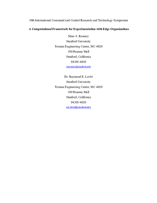 (PDF) A computational framework for experimentation with edge organizations