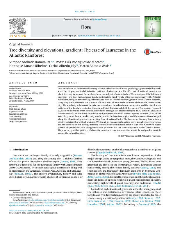 (PDF) Tree diversity and elevational gradient: The case of Lauraceae in ...