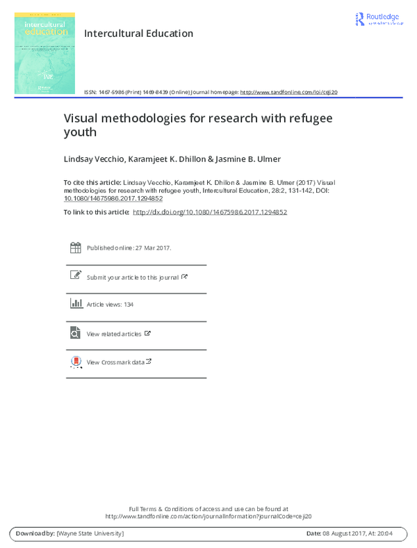  pdf visual methodologies for research with refugee youth