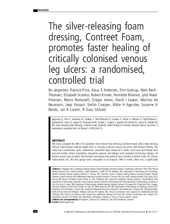 (PDF) The silverreleasing foam dressing, Contreet Foam, promotes