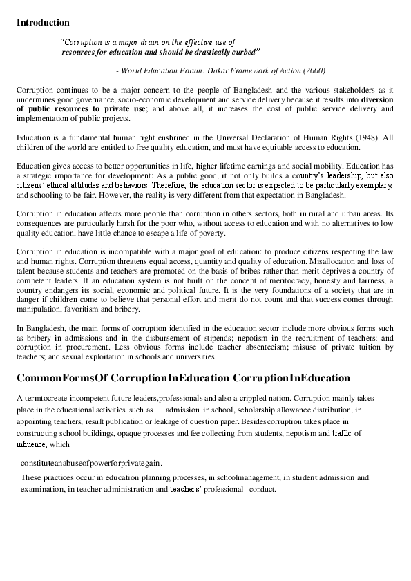 Essay on corruption in education system picture