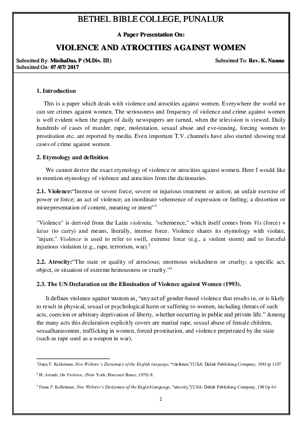 violence and atrocities against wemon