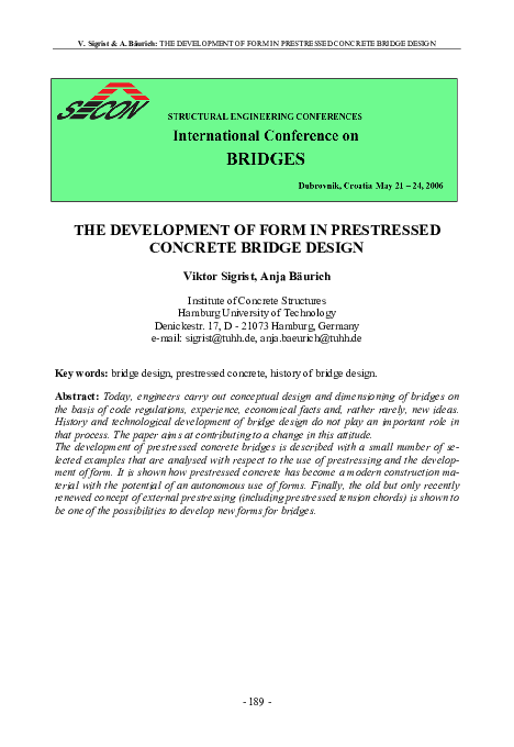 (PDF) The Development of Form in Prestressed Concrete Bridge Design