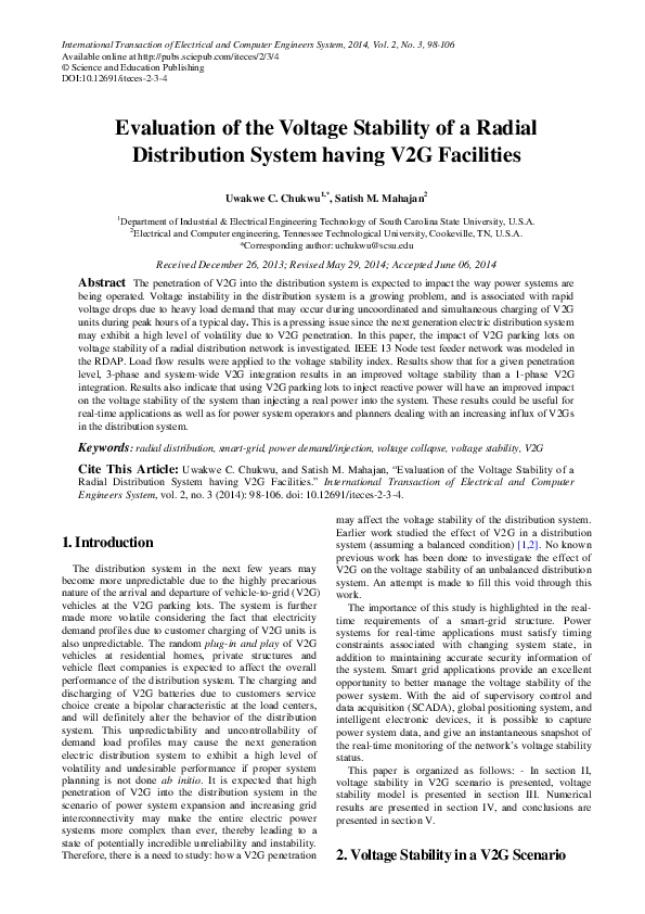 (PDF) Evaluation of the Voltage Stability of a Radial Distribution ...