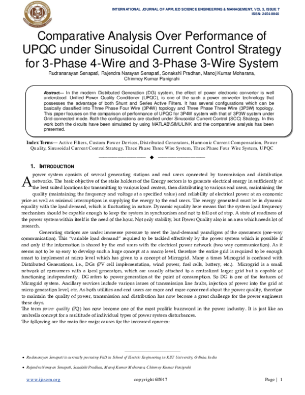 (PDF) Comparative Analysis Over Performance of UPQC under Sinusoidal ...