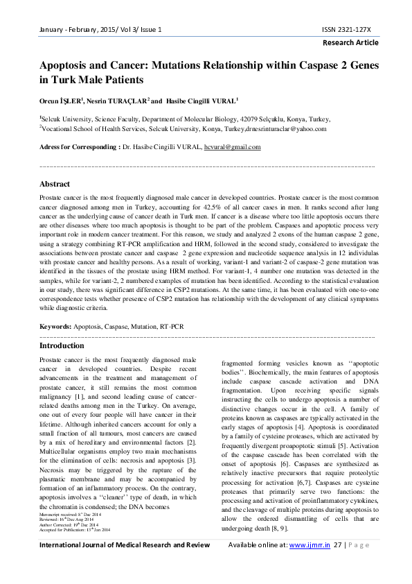 (PDF) Apoptosis and Cancer: Mutations Relationship within Caspase 2 ...