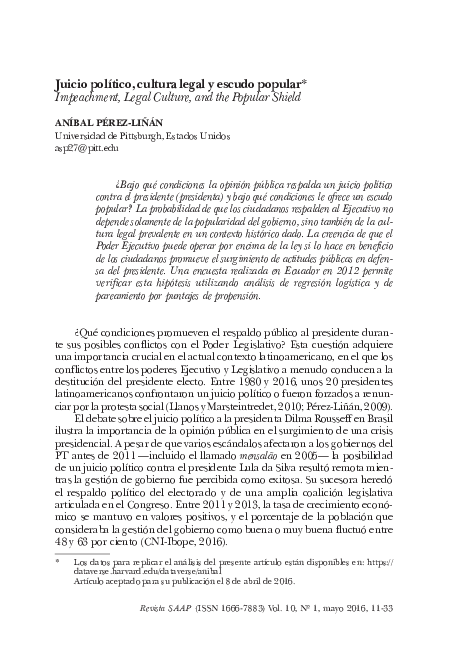 Juicio político, cultura legal y escudo popular