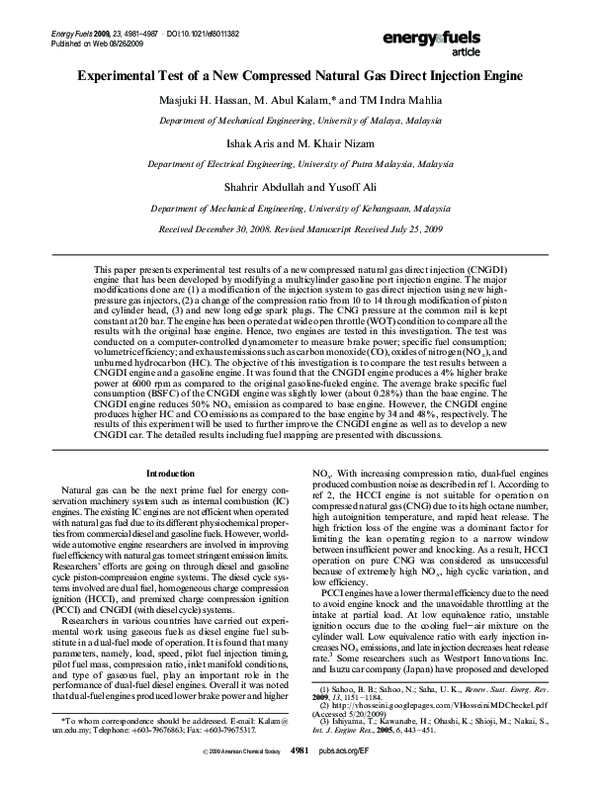 (PDF) Experimental Test of a New Compressed Natural Gas Direct ...