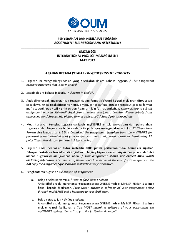 (PDF) EMCM5203 INTERNATIONAL PROJECT MANAGEMENT Assignment May 2017