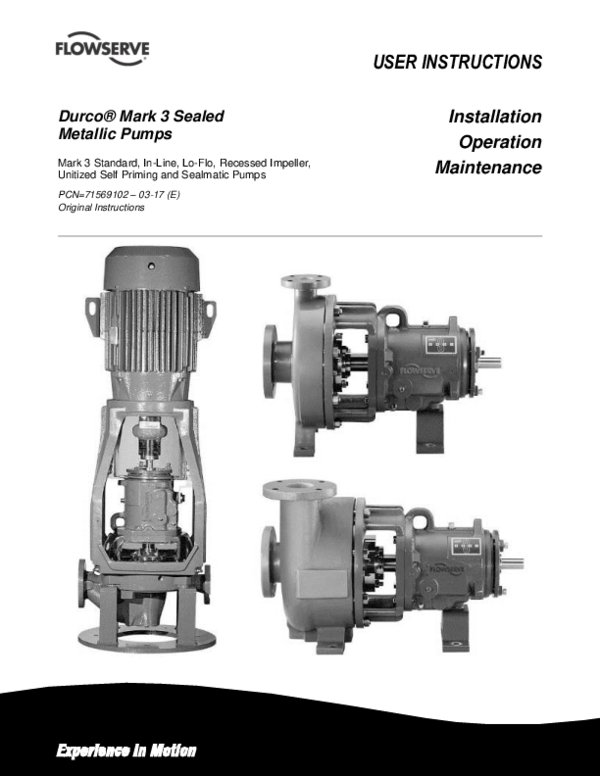 USER INSTRUCTIODurco Mark 3 71569102NS 