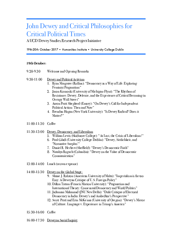 (PDF) John Dewey and Critical Philosophies for Critical Political Times ...