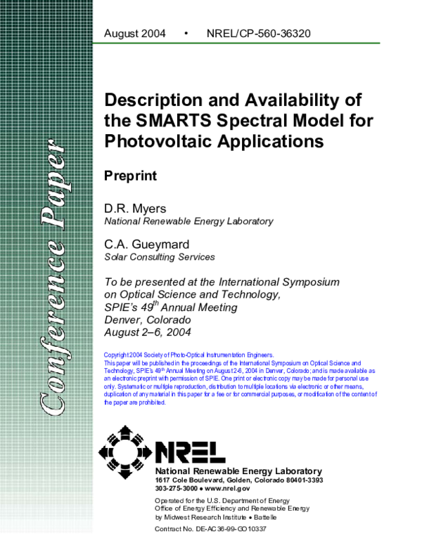 (PDF) Description and Availability of the SMARTS Spectral Model for ...