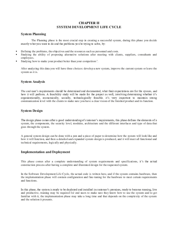 (DOC) CHAPTER II SYSTEM DEVELOPMENT LIFE CYCLE System Planning ...
