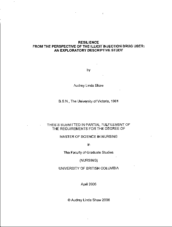 (PDF) Resilience from the perspective of the illicit injection drug ...