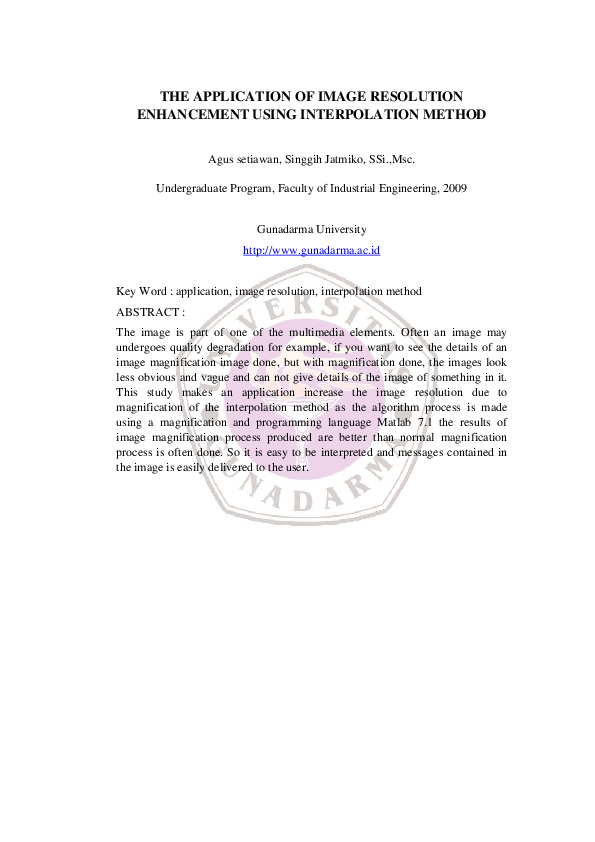 (PDF) The Application of Image Resolution Enhancement Using ...