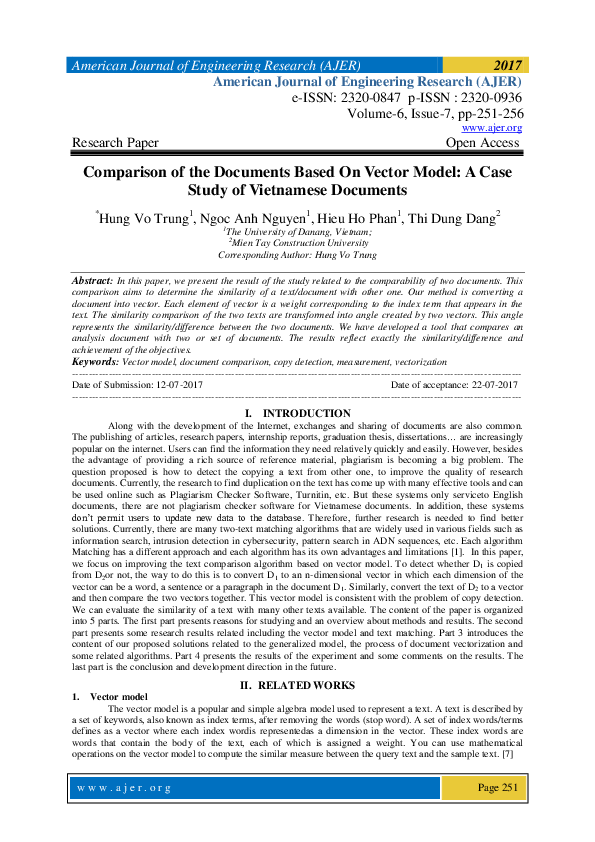 (PDF) Comparison of the Documents Based On Vector Model: A Case Study ...