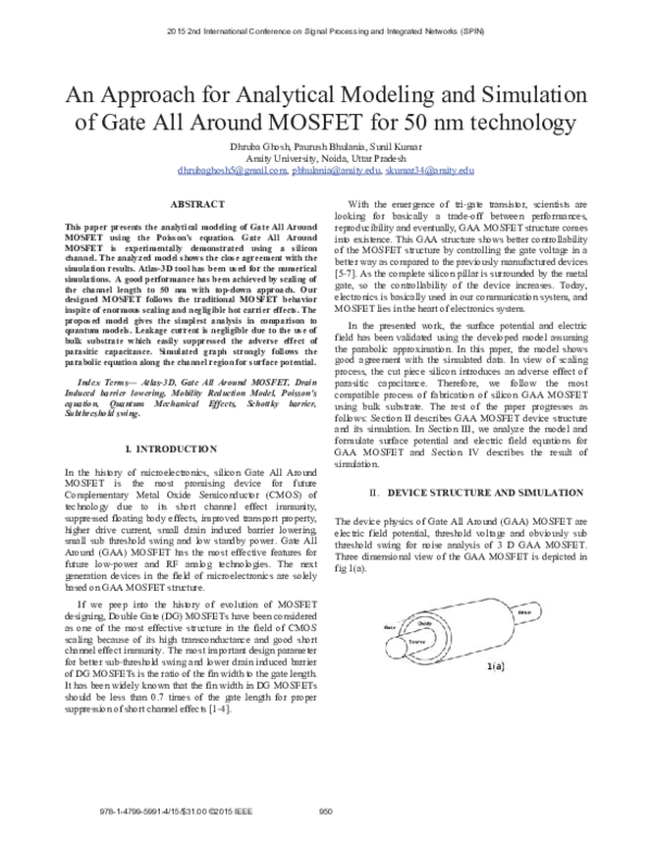(PDF) An Approach for Analytical Modeling and Simulation of Gate All ...