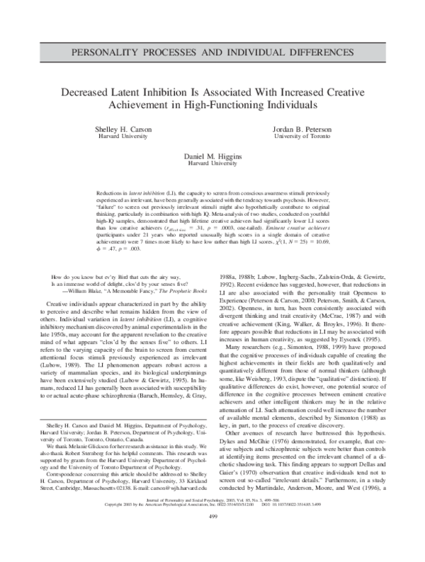 (PDF) PERSONALITY PROCESSES AND INDIVIDUAL DIFFERENCES Decreased Latent ...