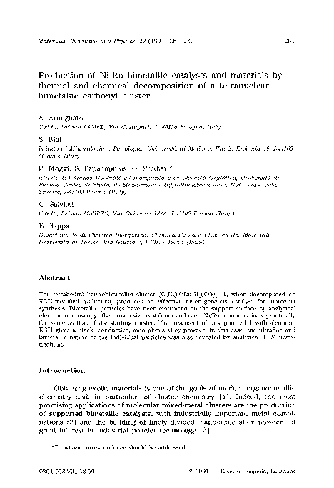 (PDF) Production of Ni-Ru bimetallic catalysts and materials by thermal ...