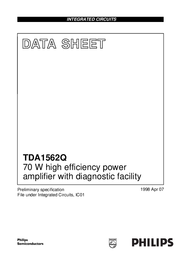 (PDF) TDA1562Q 70 W high efficiency power amplifier with diagnostic ...