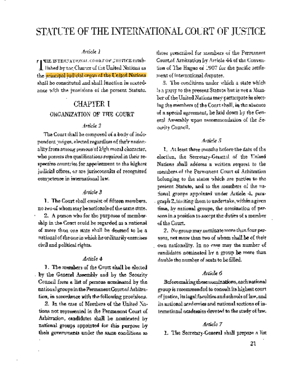 (PDF) STATUTE OF THE INTERNATIONAL COURT OF JUSTICE