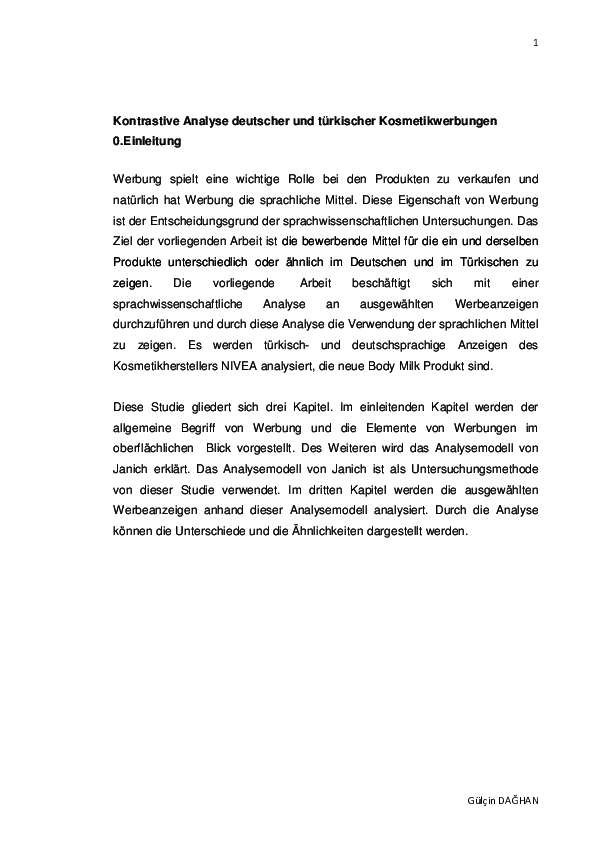 Pdf Kontrastive Analyse Deutscher Und Turkischer Werbeanzeigen Gulcin Daghan Academia Edu