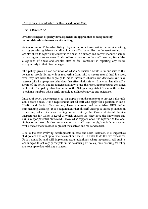 Diploma 5 health and social care essay 08 picture