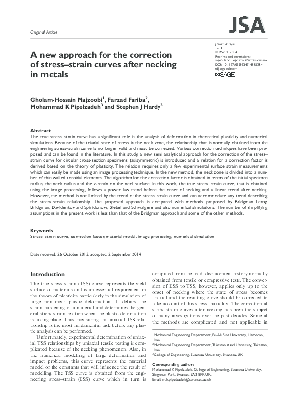 (PDF) A new approach for the correction of stress–strain curves after ...