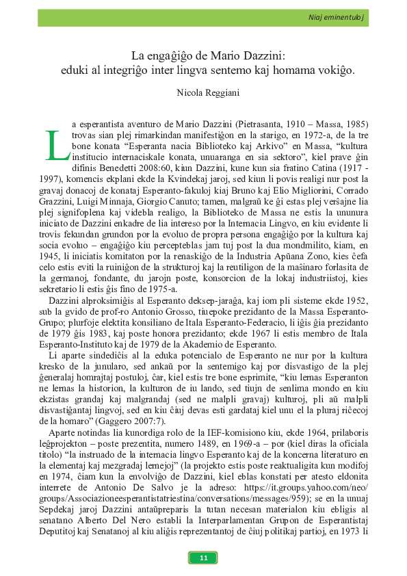 (PDF) La engaĝiĝo de Mario Dazzini eduki al integriĝo inter lingva