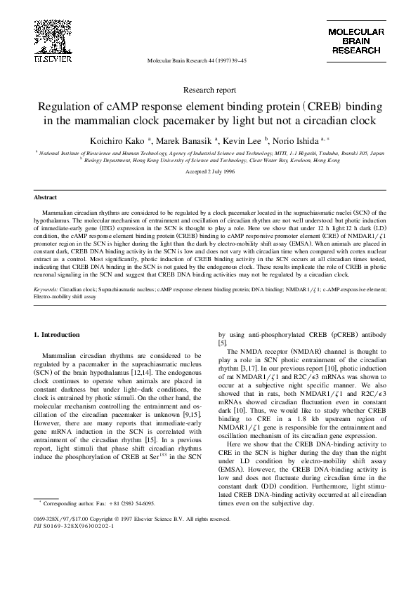 (PDF) Regulation of cAMP response element binding protein (CREB ...