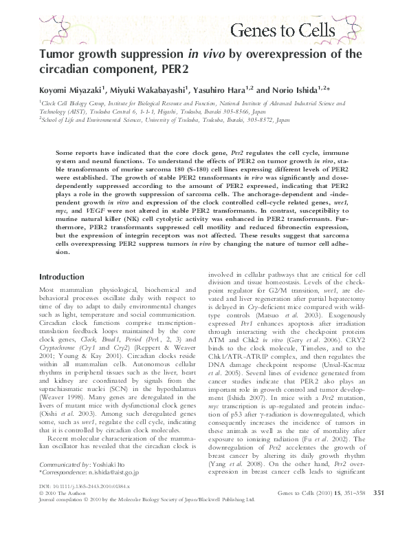 (PDF) Tumor growth suppression in vivo by overexpression of the ...