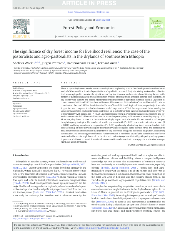 (PDF) The significance of dry forest income for livelihood resilience ...