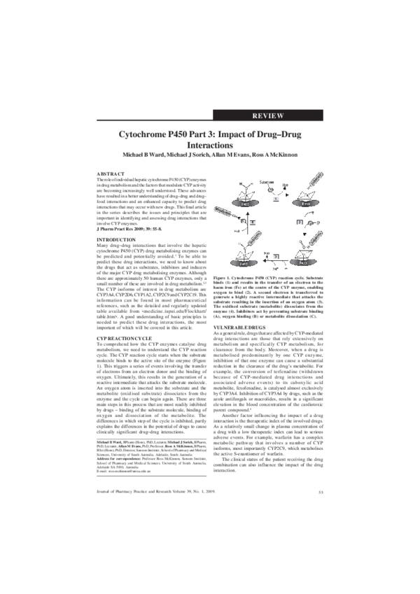 (PDF) Cytochrome P450 Part 3: Impact of Drug-Drug Interactions