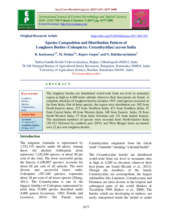 (PDF) Species Composition and Distribution Pattern of Longhorn Beetles ...