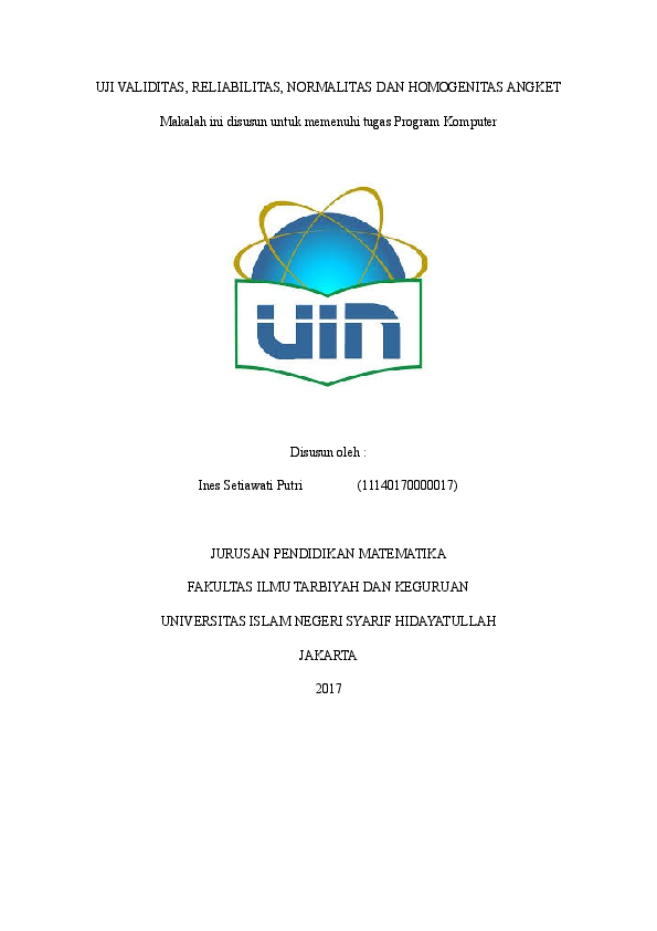 Contoh Makalah Lengkap Uji Validitas Dan Reliabilitas Pdf