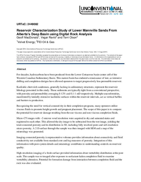 (PDF) Reservoir Characterization Study of Lower Mannville Sands From ...