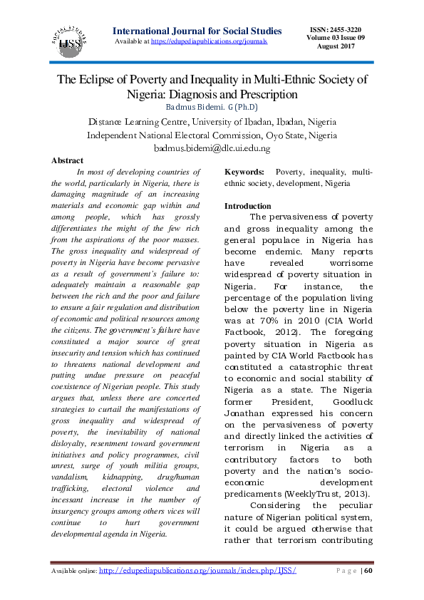 (PDF) The Eclipse of Poverty and Inequality in Multi-Ethnic Society of ...