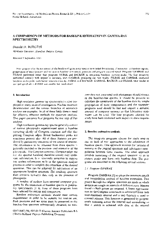 (PDF) A comparison of methods for baseline estimation in gamma-ray ...