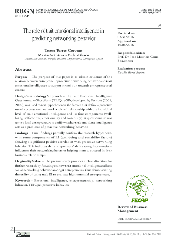(PDF) The role of trait emotional intelligence in predicting networking ...