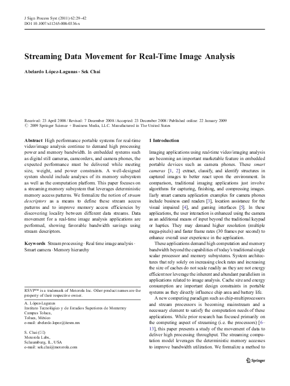 (PDF) Streaming Data Movement for Real-Time Image Analysis