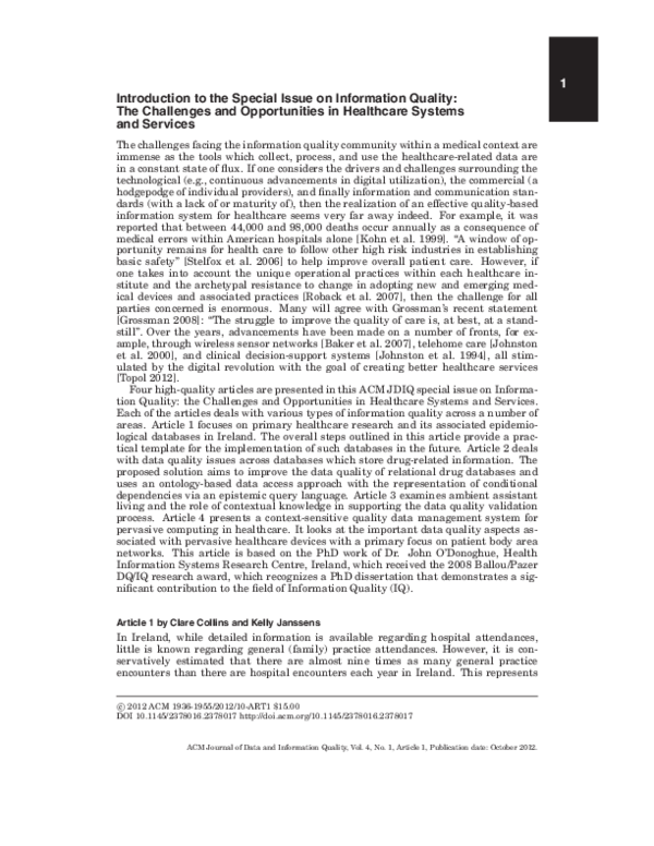 (PDF) Introduction to the Special Issue on Information Quality: The ...