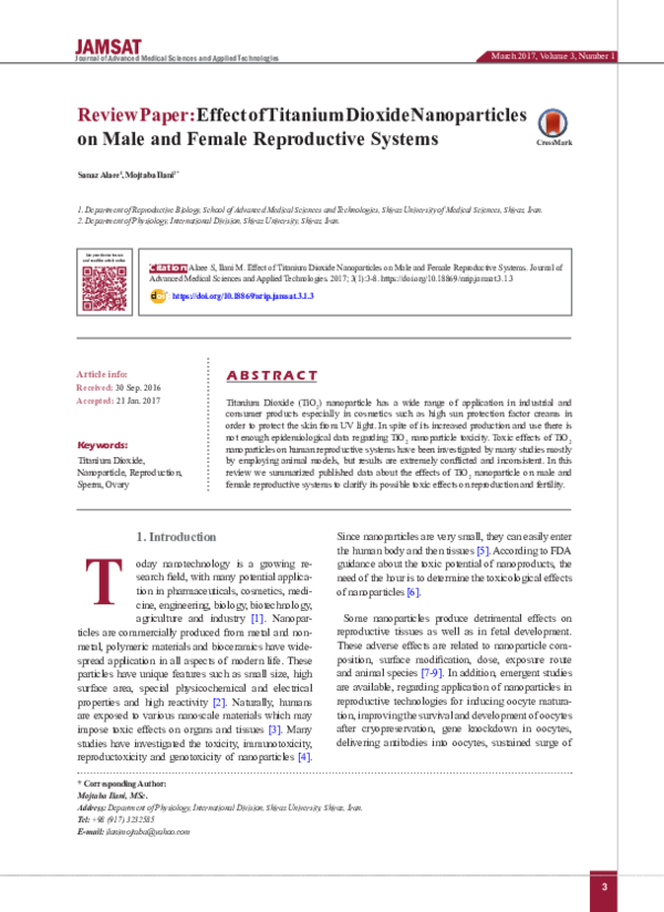(PDF) Review Paper: Effect of Titanium Dioxide Nanoparticles on Male ...