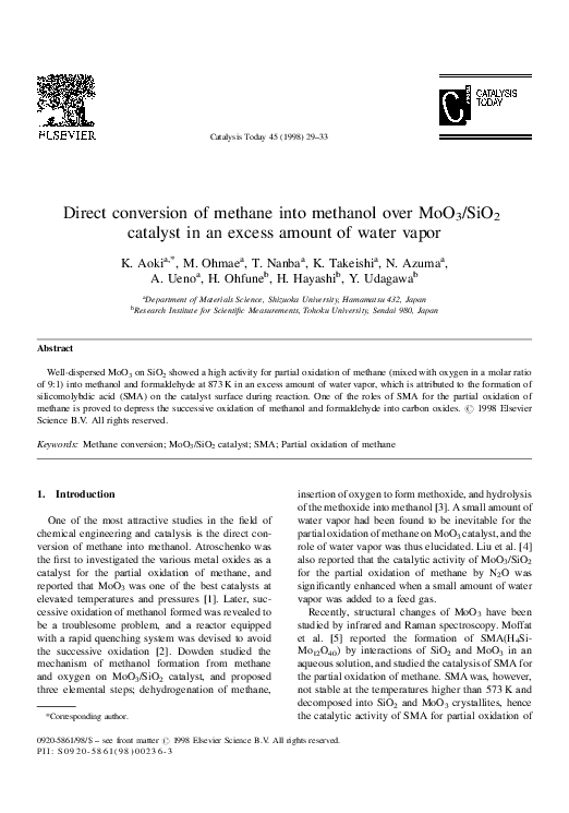 (PDF) Direct conversion of methane into methanol over MoO3/SiO2 ...