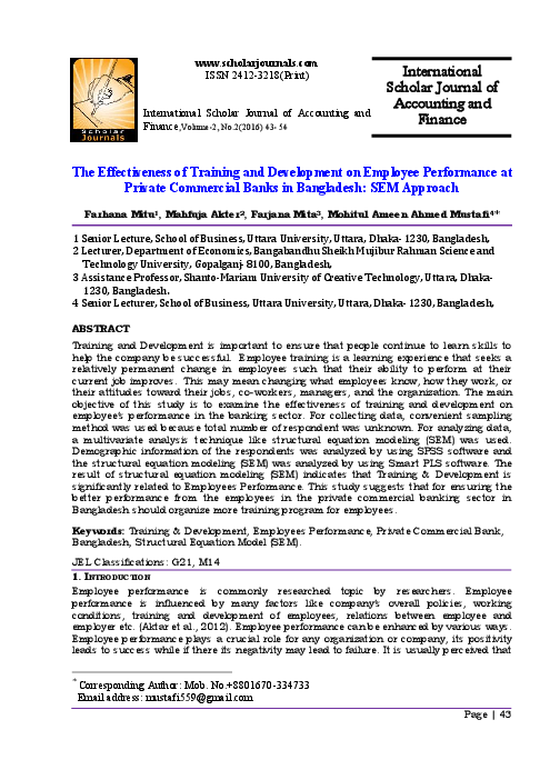 (PDF) The Effectiveness of Training and Development on Employee ...
