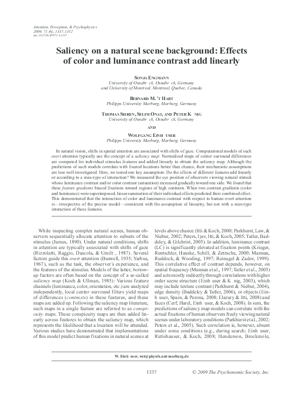 (PDF) Saliency on a natural scene background: Effects of color and ...